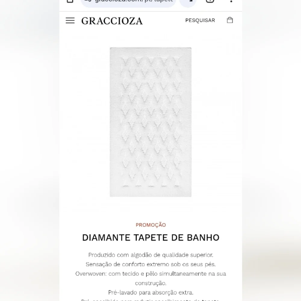 Luxurious Italian Graccioza White Embroided Shower Mat